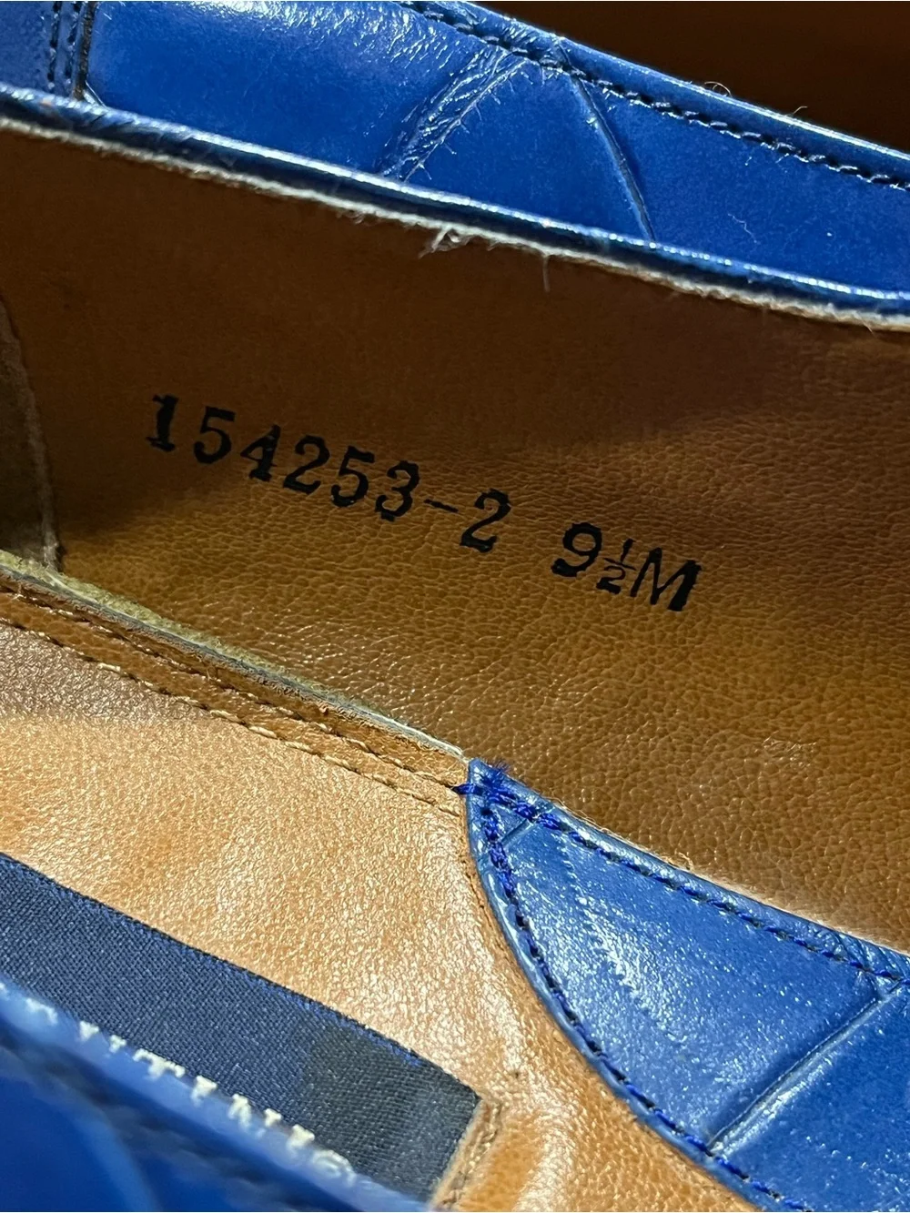 Georgio Brutini Men's Cobalt Blue Leather Crocodile Embossed Dress Shoes 9.5M